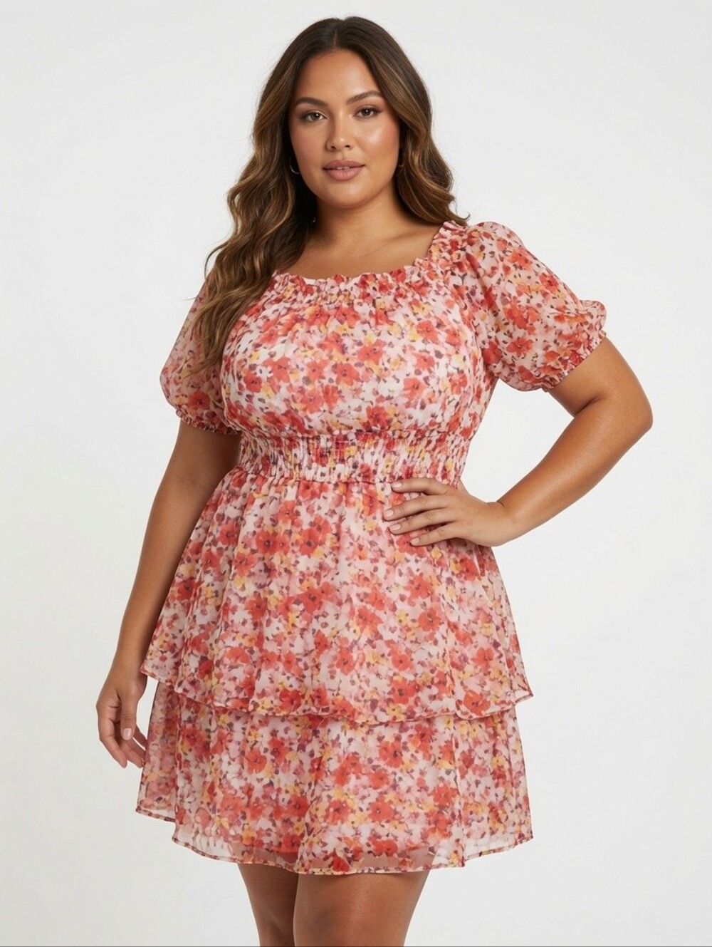 Laundry by Shelli Segal Red Blossom Chiffon Dress, Size 12